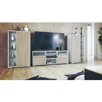 WOHNWAND Davos Eiche sägerau - Eiche San Remo, Holzwerkstoff (329/134/35cm) - Vladon
