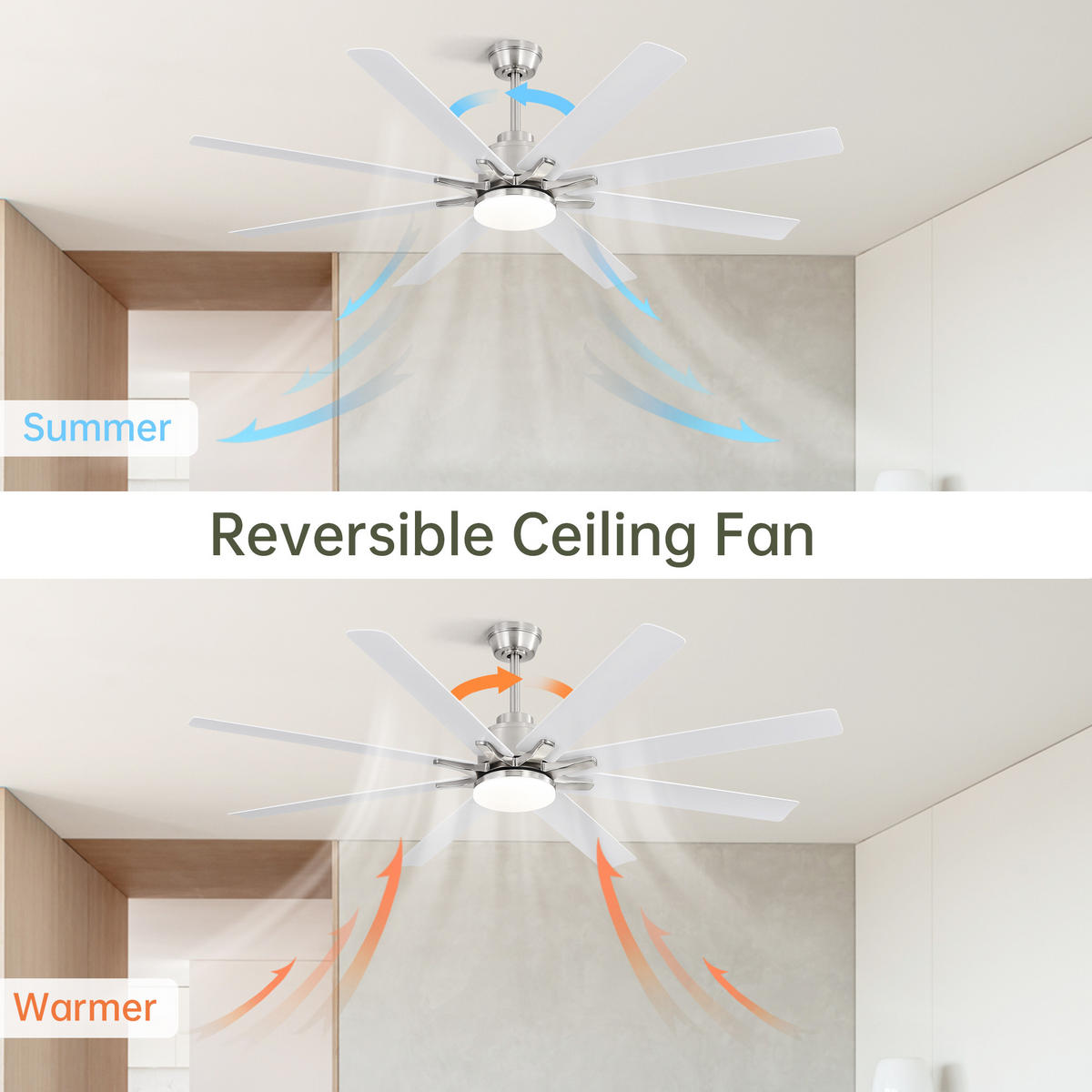DECKENVENTILATOR DE-16279 66 Zoll Smart mit App/Alexa Steuerung - Weiß, Kunststoff (168/168/25.8cm) - ComfortXL