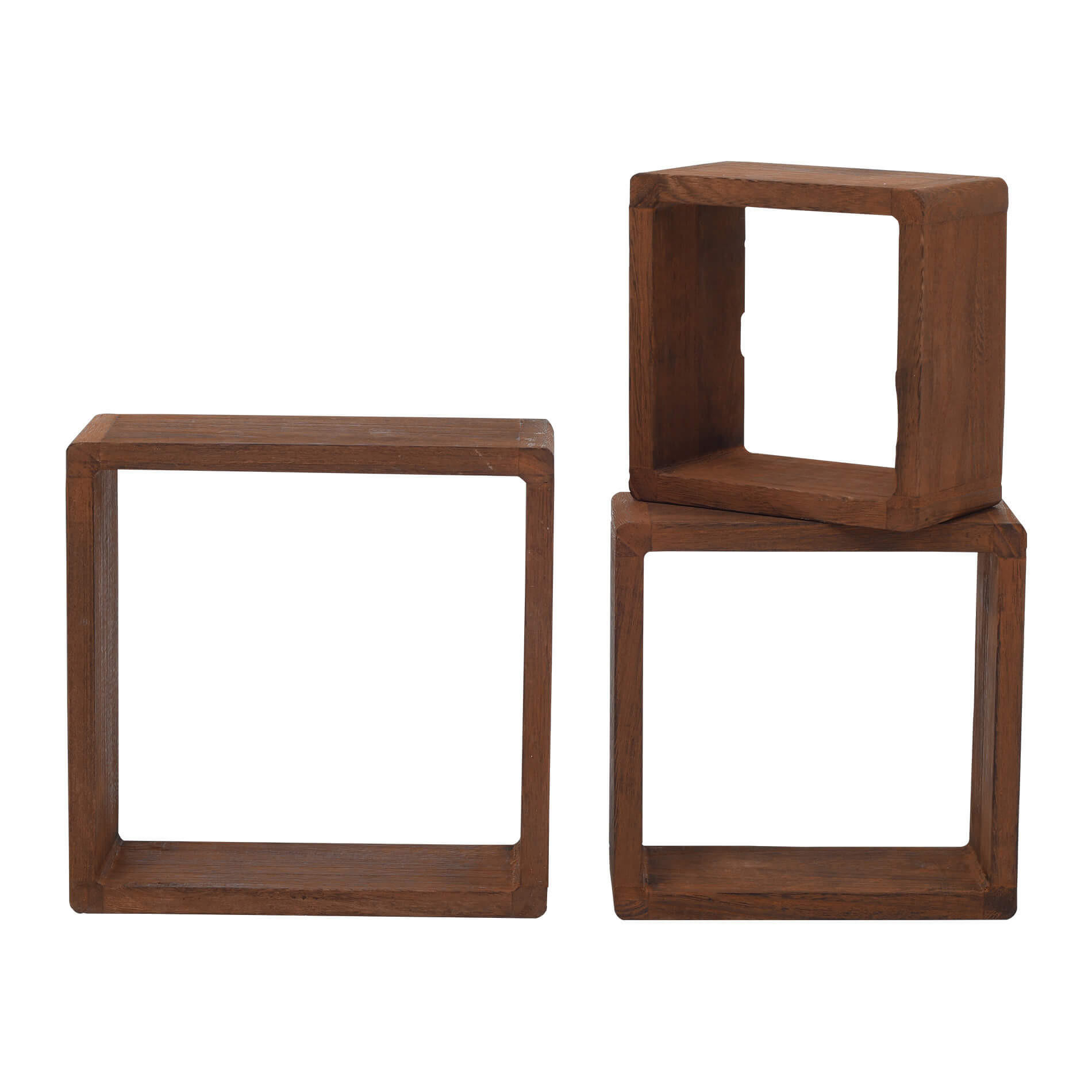 WANDREGALE SET, 3er Set Dunkelbraun 9/26/26 cm - Dunkelbraun, Holz (9/26/26cm) - Mobili Rebecca