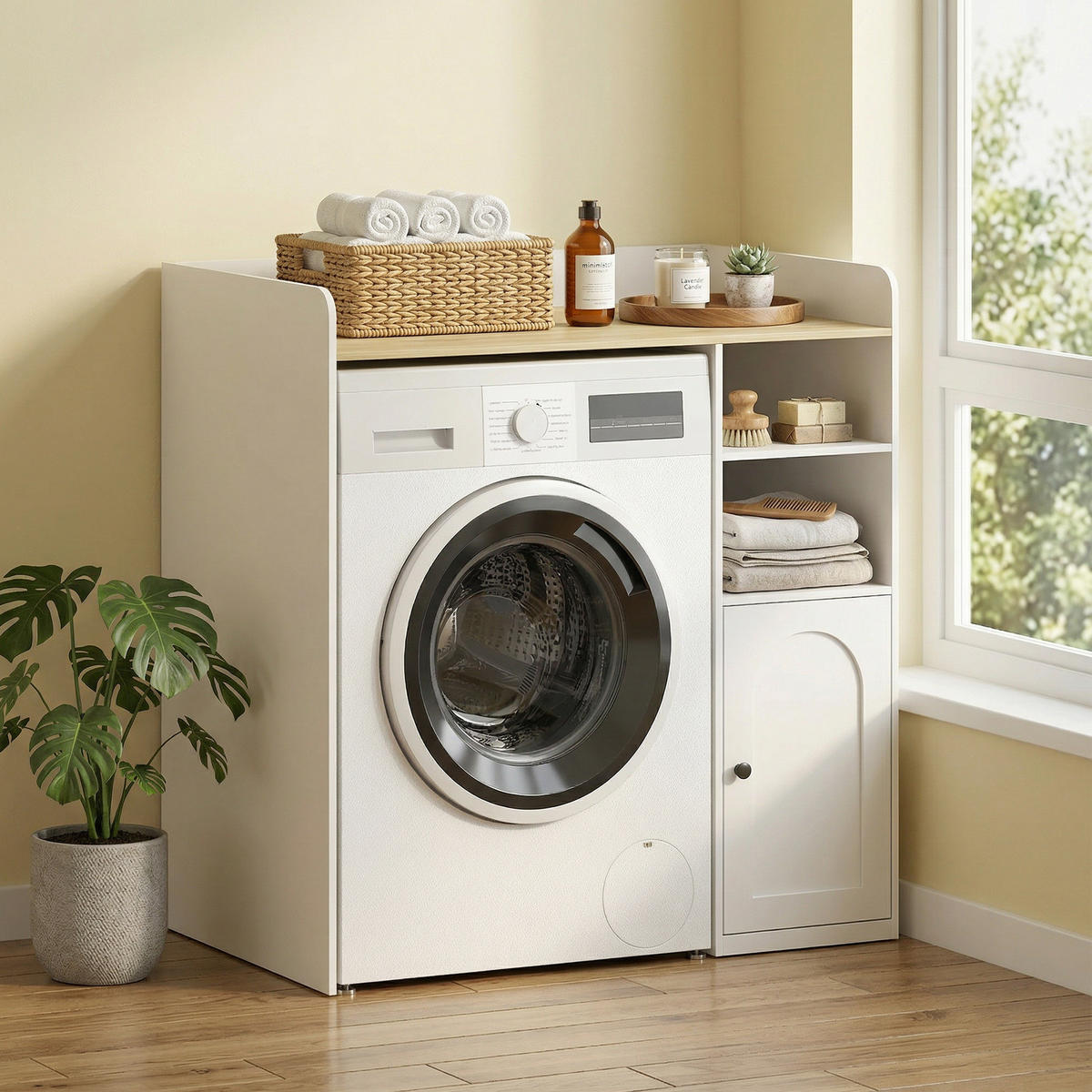 WASCHMASCHINENSCHRANK MDF Weiß Natur - Weiß, Holzwerkstoff (60/100/93.5cm) - HOMCOM