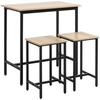 BARTISCH-SET, Spanplatte, Natur+Schwarz - Naturfarben, Kunststoff (50/85/80cm) - HOMCOM