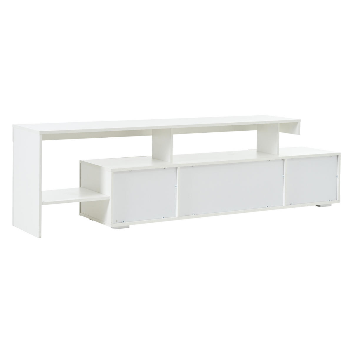 TV-SCHRANK 192/37/53 cm weiß Hochglanz mit 3 Schränken und LED-Beleuchtung geeignet für 85 Zoll Fernseher - Weiß, Holzwerkstoff (192/53/37cm) - OKWISH