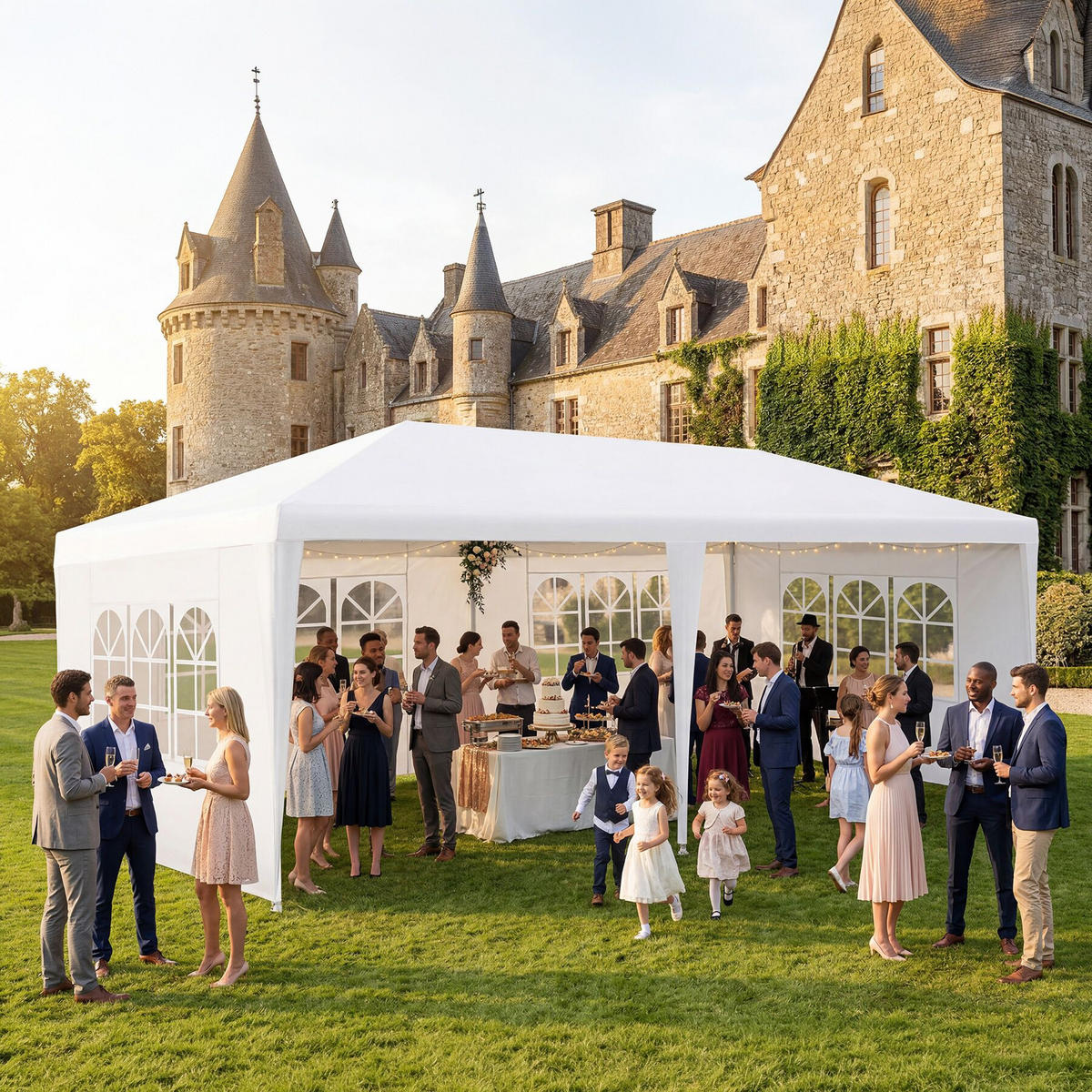 PAVILLON Novara, wasserdicht, weiß - Weiß, Kunststoff (300/250/600cm) - tectake