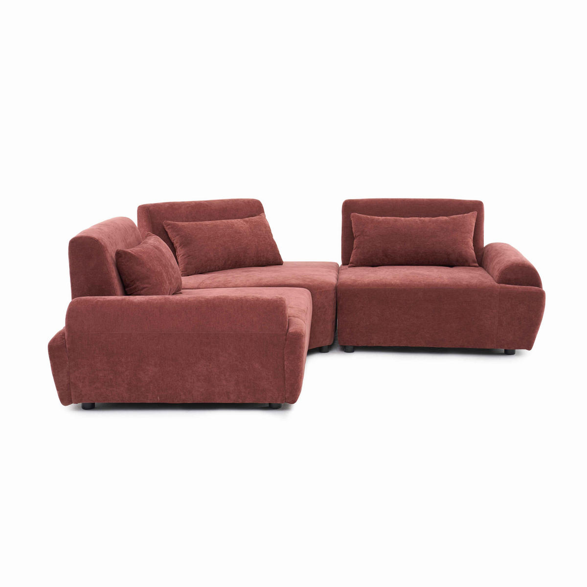 ECKSOFA 3-Sitzer, Rot - Rot, Holz/Textil (231/231cm) - Oviala