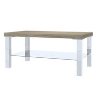 WOHNZIMMERTISCH 90 x 45 cm, Weiß / Sonoma Eiche - Beige/Weiß, Holz (45/43.5/90cm) - B BELINI GROUP