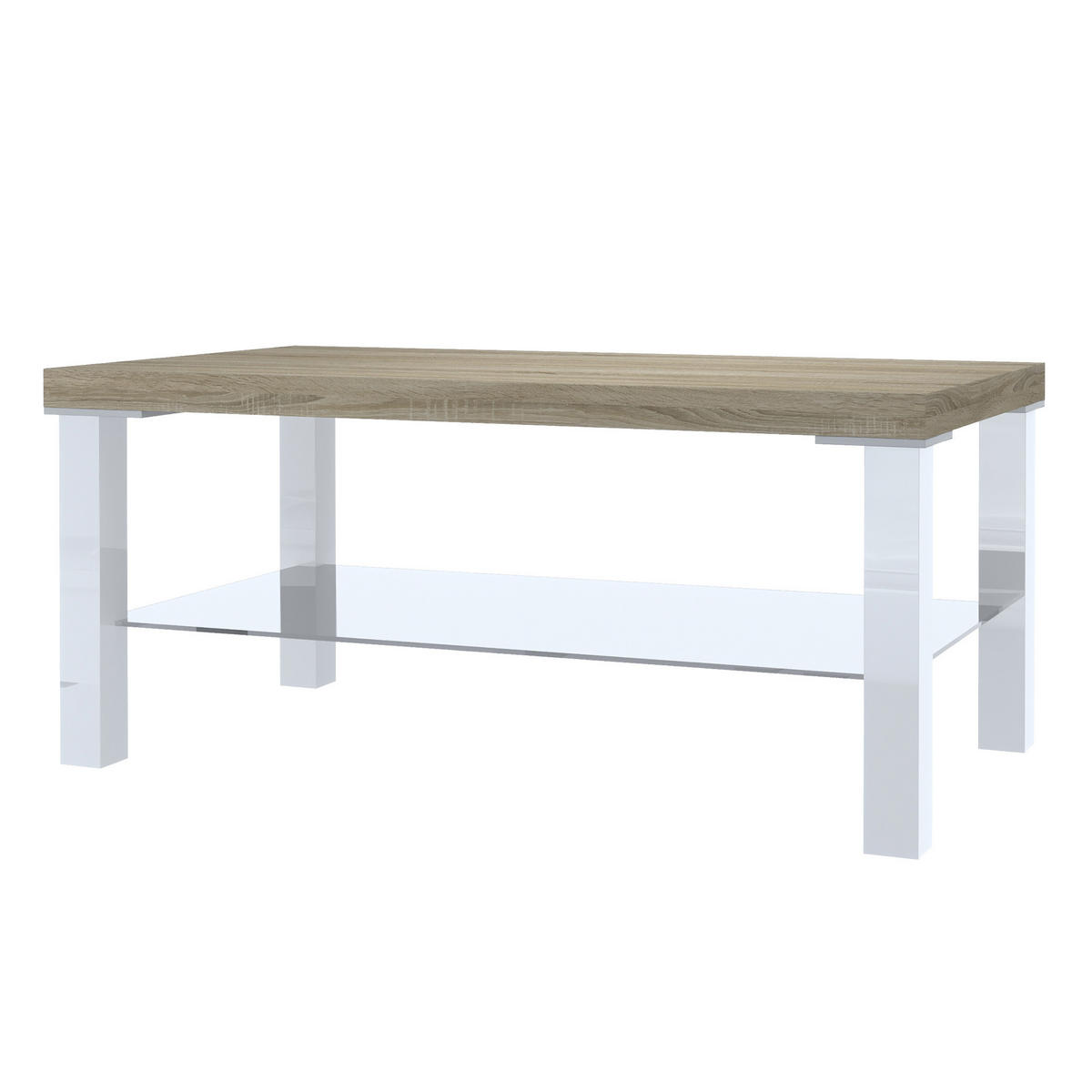 WOHNZIMMERTISCH 90 x 45 cm, Weiß / Sonoma Eiche - Beige/Weiß, Holz (45/43.5/90cm) - B BELINI GROUP