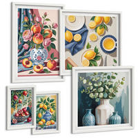 BILDER SET 5er Set - 50x50 cm & 20x30 cm & 40x60 cm Weißer Rahmen - Matisses stilvolle Figuren - Weiß, Kunststoff (40/60cm) - TULUP