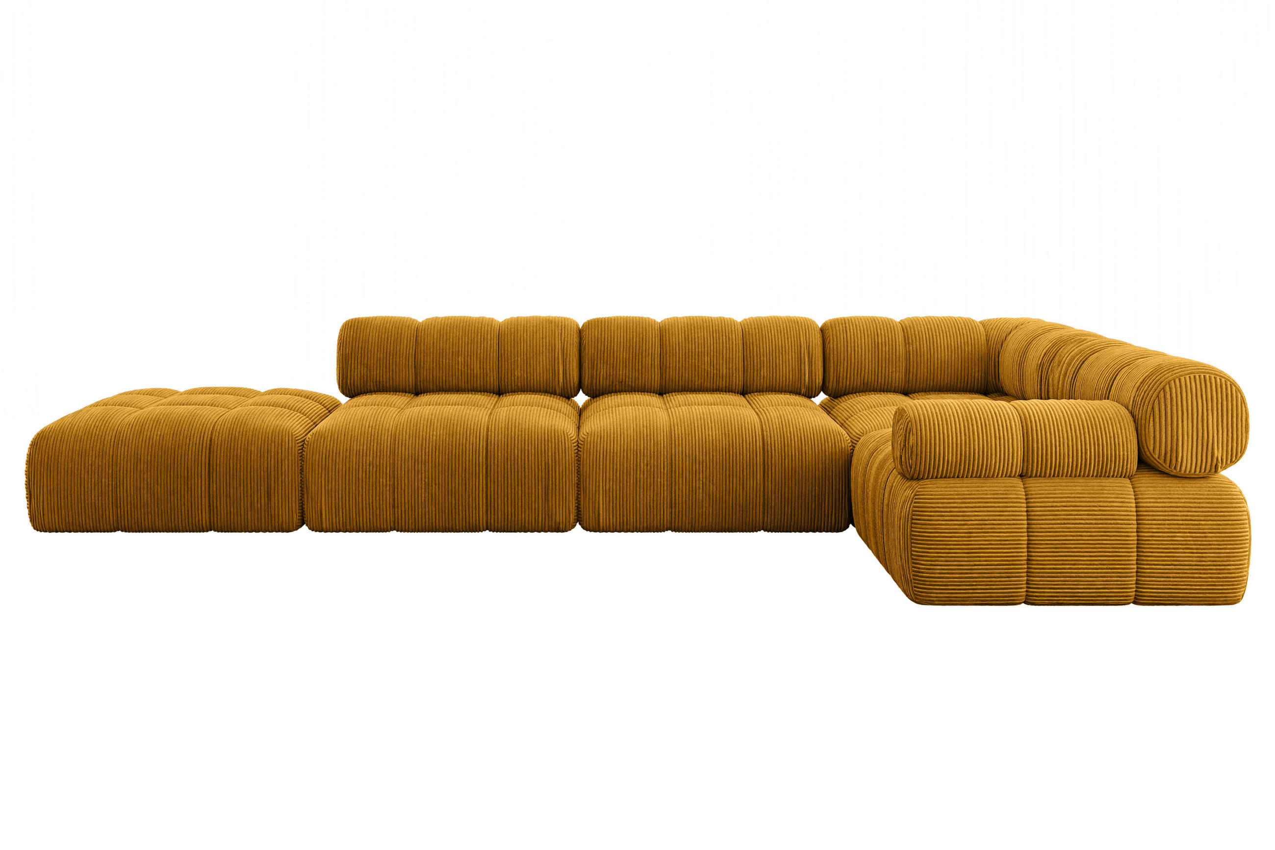 ECKSOFA modulares Sofa Felto-L2 - 380x190x70 cm Senfgelb Cord - Currygelb, Holzwerkstoff/Textil (380/190cm) - ALTDECOR
