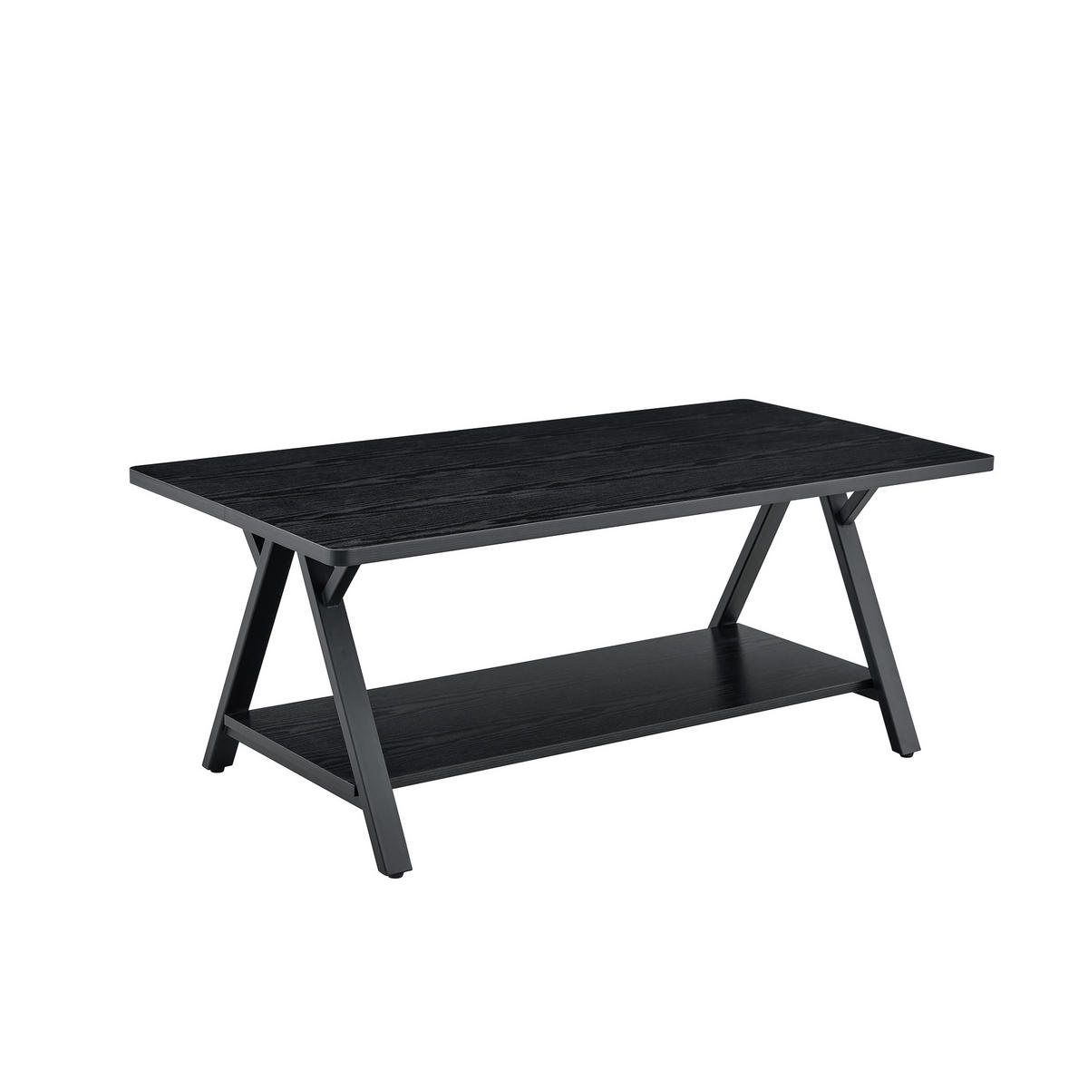 COUCHTISCH 110/57/44,5 cm schwarz aus MDF mit Ablage und Metallgestell - Schwarz, Holzwerkstoff (110/57/44.5cm) - OKWISH