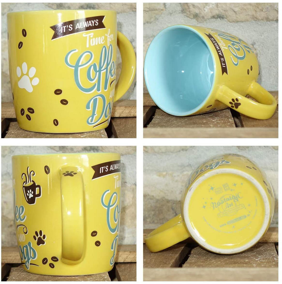 KAFFEETASSE 330 ml Pfotenschild Coffee and Dogs - Multicolor, Keramik (0.33L) - Nostalgic-Art