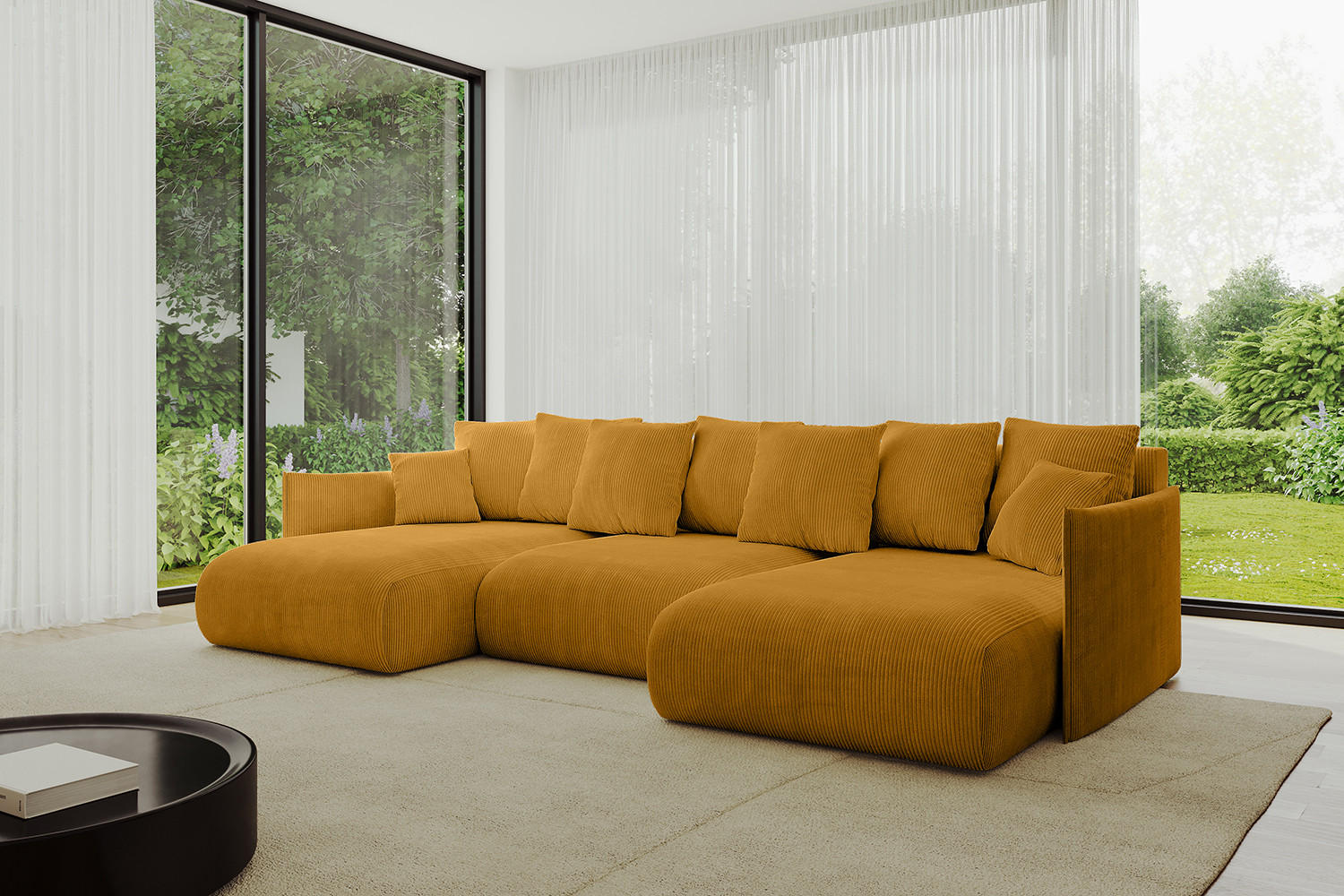 Thumbnail - Altdecor Wohnlandschaft, Currygelb, Textil, 6-Sitzer, U-Form, 317x72x177 cm, Wohnzimmer, Sofas & Couches, Wohnlandschaft...