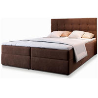 BOXBETT GLOS 180x200 cm mit Matratze und Topper - Braun - Braun, Holz (180/200cm) - MASSENO