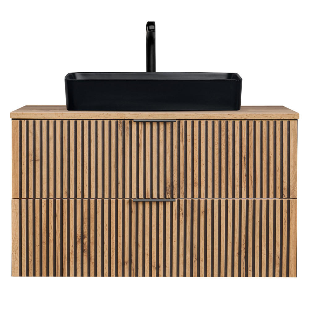 WASCHBECKENSCHRANK Xanten-56 - Braun, Holzwerkstoff (101/70/47cm) - Lomado