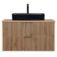 WASCHBECKENSCHRANK Xanten-56 - Braun, Holzwerkstoff (101/70/47cm) - Lomado