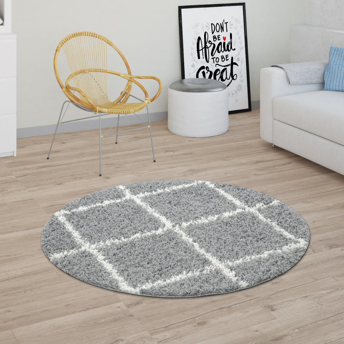 HOCHFLORTEPPICH 160/160 cm Kalmar 441 - Grau, Textil (160/160cm) - Paco Home