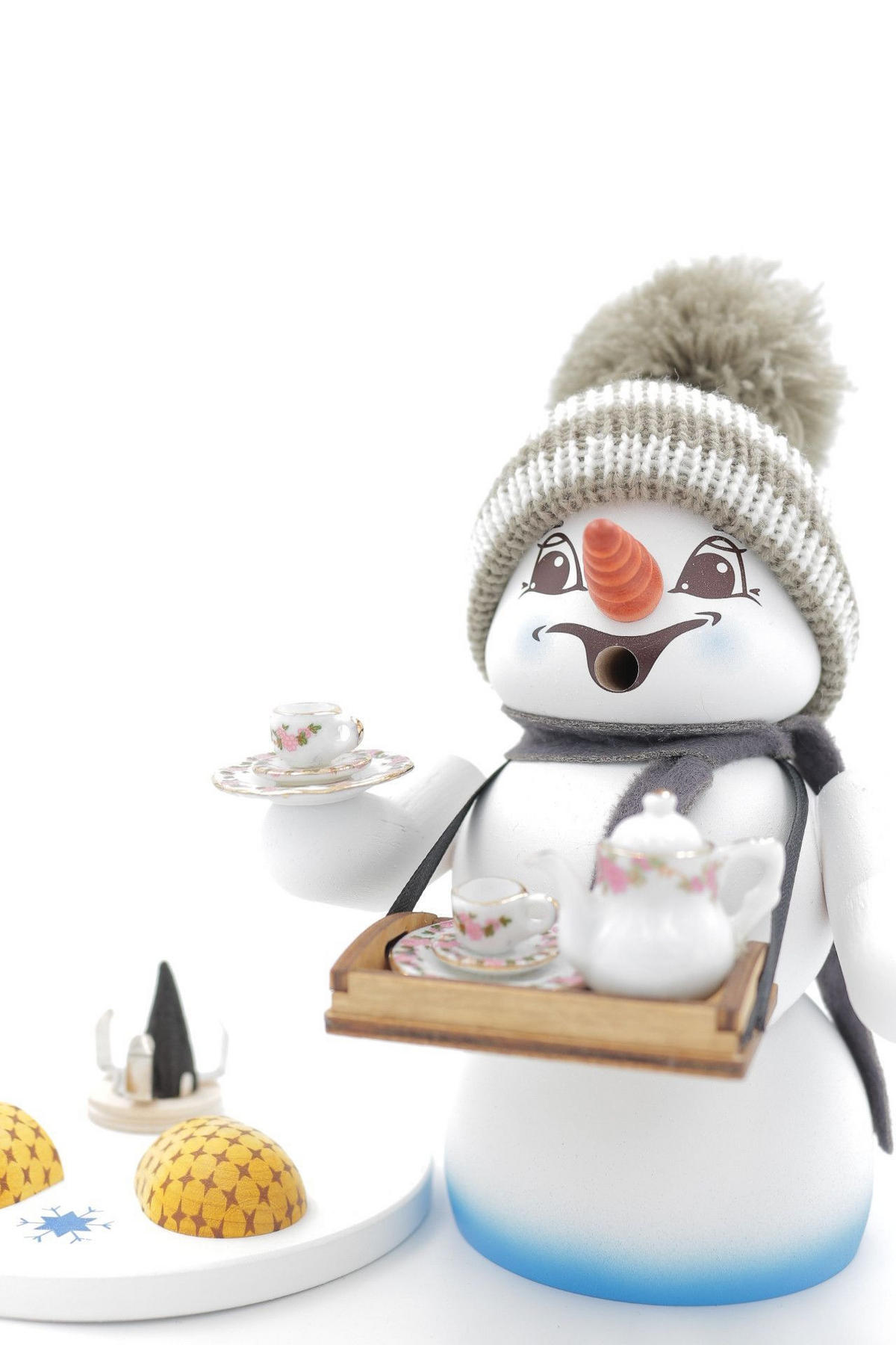 RAUCHFIGUR Schneemann Weiß Bauchladen 19 cm - Multicolor, Holz (15/19/0.1cm)