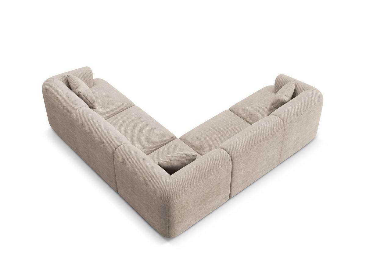 SYMMETRISCHES-MODULARES-ECKSOFA Campi aus Cord cappuccino 6 Sitzplätze - Cappuccino, Textil (255/255cm) - Cosmopolitan Design