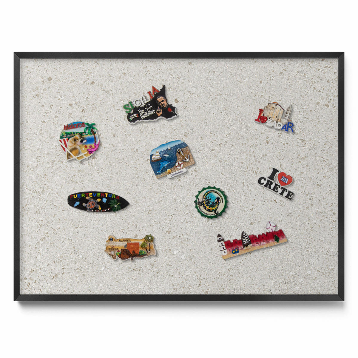 MAGNETTAFEL 80x60 cm Schwarzer Rahmen Helles Steinzeug - Samtahornfarben, Metall (80/60/0.4cm) - TULUP