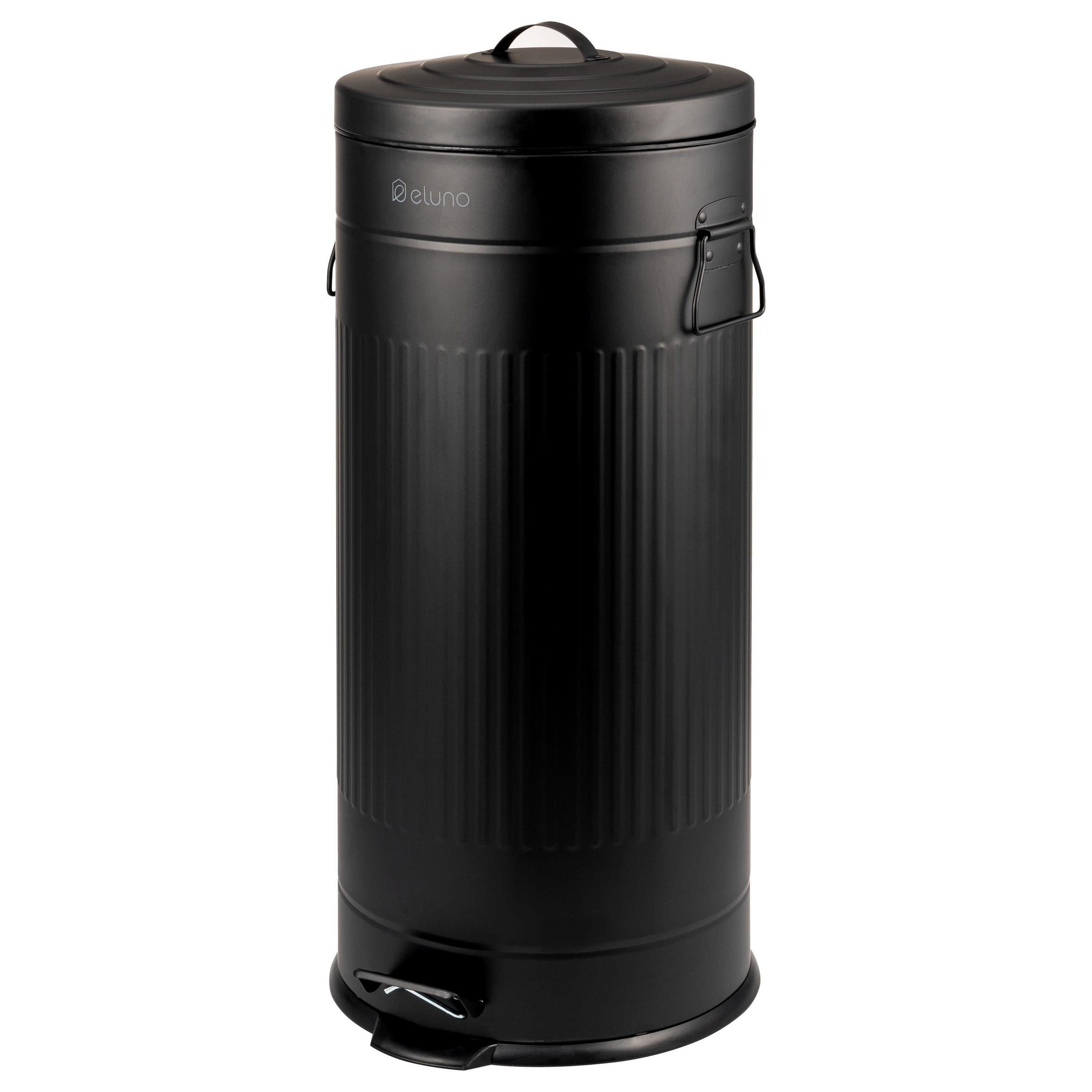 ABFALLEIMER Treteimer VINTAGE, 30 Liter, aus Metall, schwarz - Schwarz, Metall (30.5/68.5/36cm) - eluno