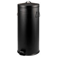 ABFALLEIMER Treteimer VINTAGE, 30 Liter, aus Metall, schwarz - Schwarz, Metall (30.5/68.5/36cm) - eluno