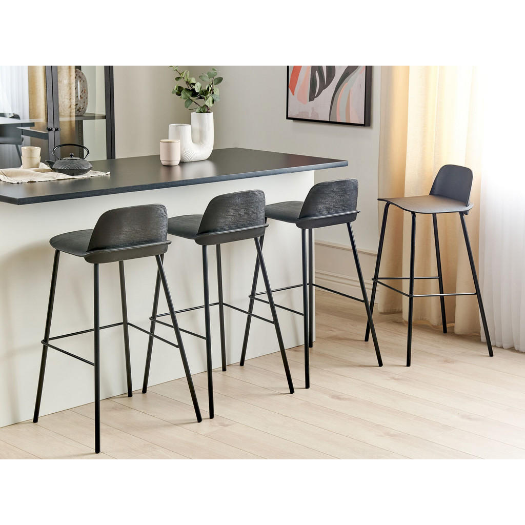 Thumbnail - Beliani Barhocker, Schwarz, Kunststoff, 1-Sitzer, 48x90x35 cm, Esszimmer, Barmöbel, Barhocker