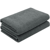 DUSCHTÜCHER, 2er-Set, 70x140 cm, 100% Baumwolle, Grau - Graphitfarben, Textil (70/140cm) - Zollner