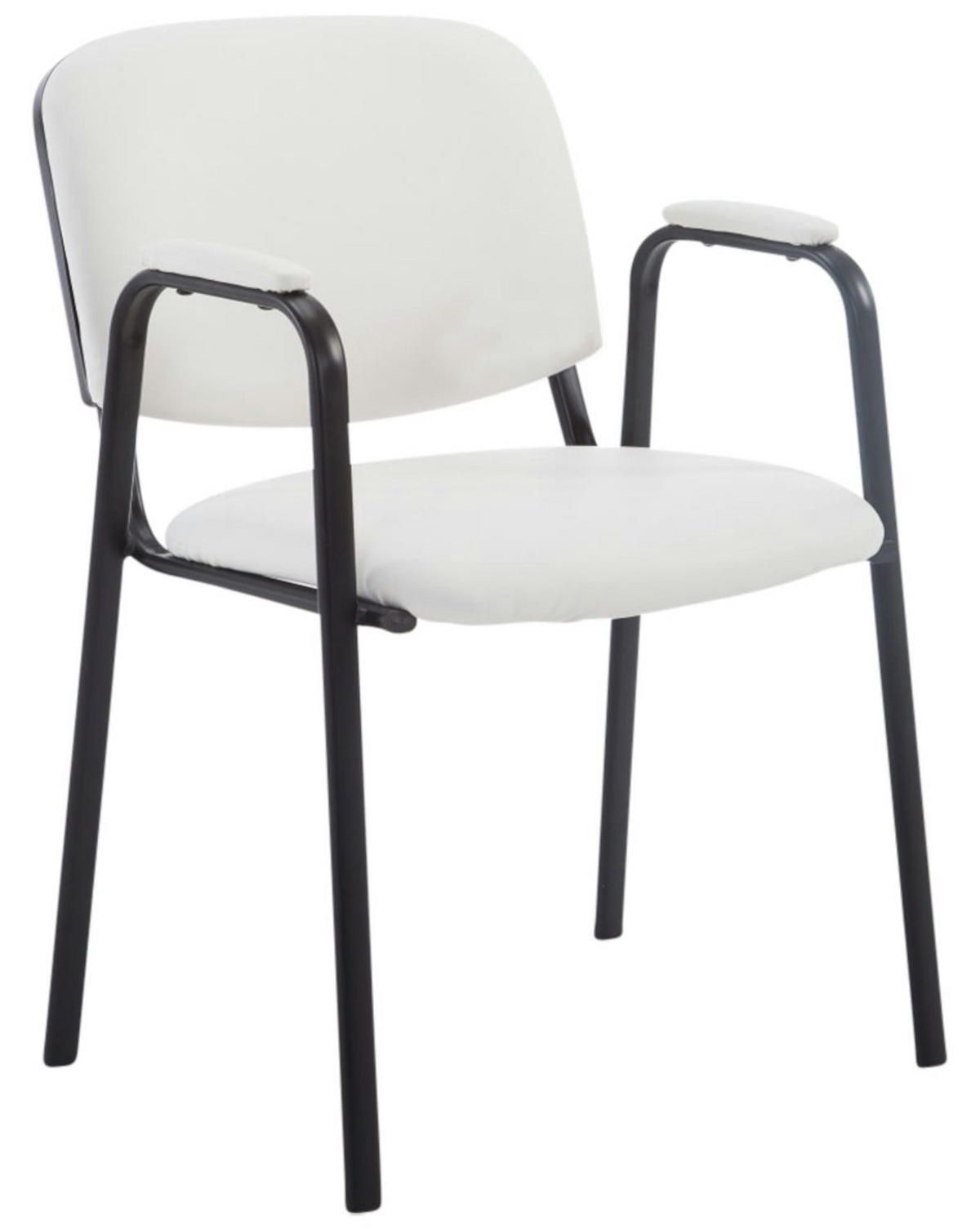 BESUCHERSTUHL 4er Set Lederlook weiß - Weiß, Textil/Metall (53/79/55cm) - CLP