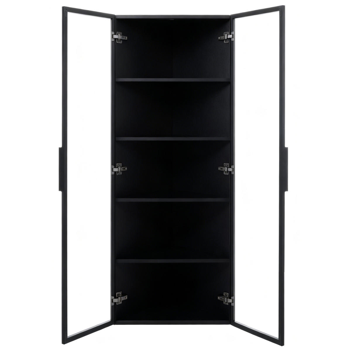 ECKVITRINE aus MDF und Sicherheitsglas 62x35x160 cm Schwarz mit LED-Beleuchtung - Schwarz, Holzwerkstoff (62/160/35cm) - IVMEU