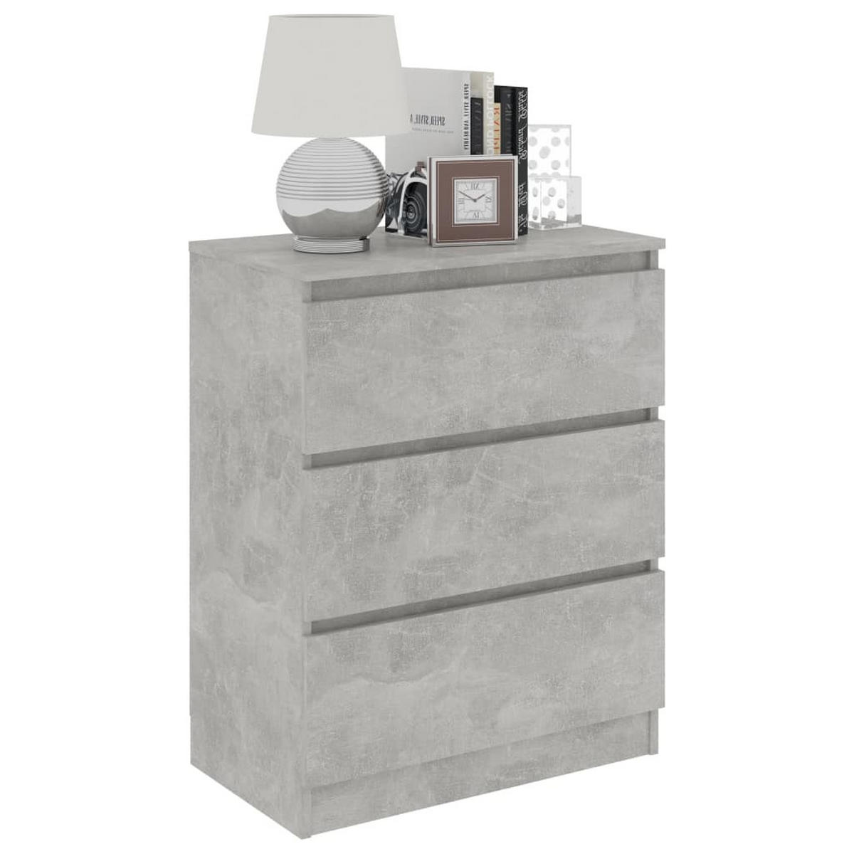 SIDEBOARD mit 3 Schubladen 60/35/76 cm aus Holzwerkstoff Betongrau - Hellgrau/Grau, Holz (60/76/35cm) - vidaXL