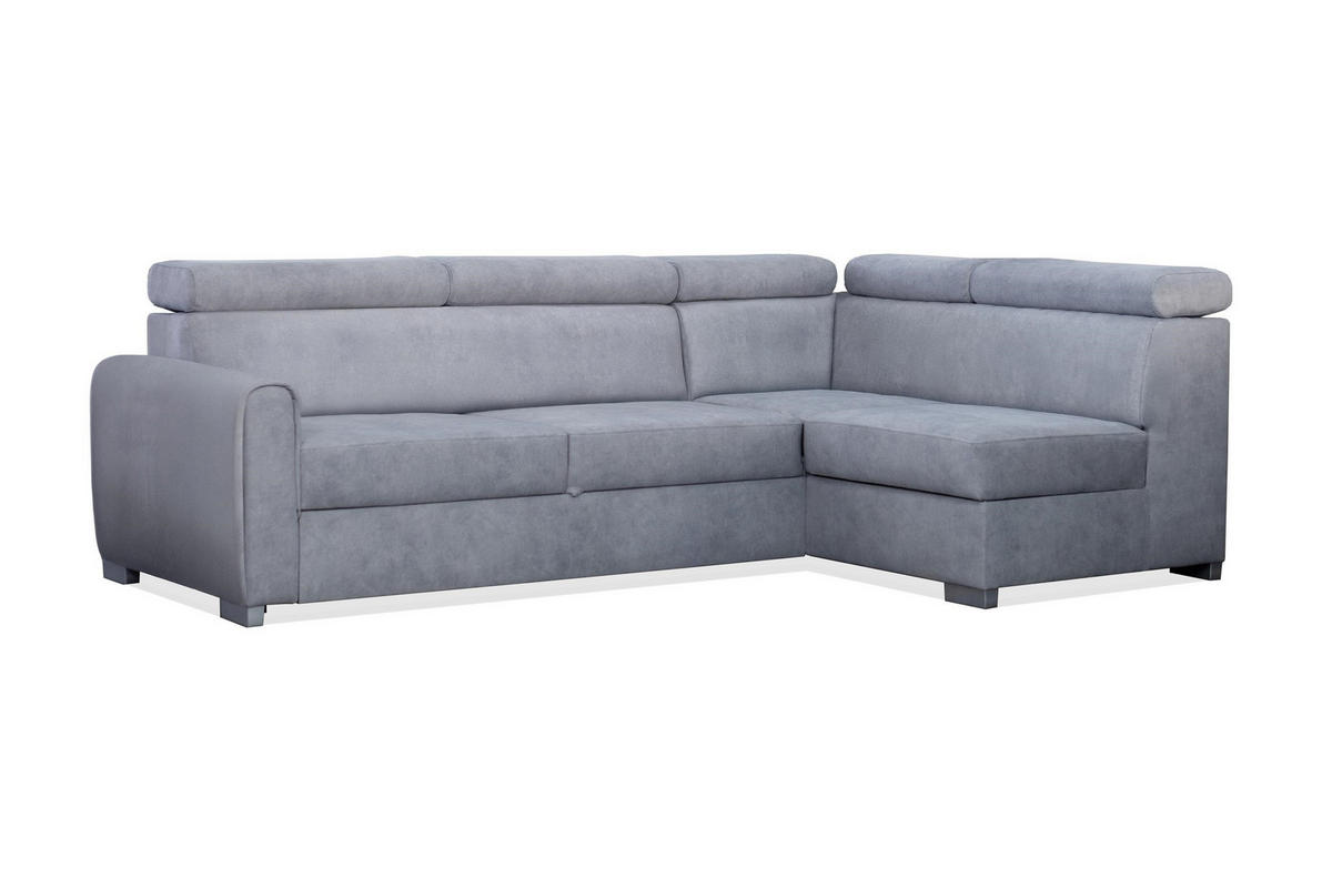 ECKSOFA Covo Grau, mit Schlaffunktion und verstellbaren Kopfstützen, rechte seite - Grau, Holzwerkstoff (253/156cm) - Bettso