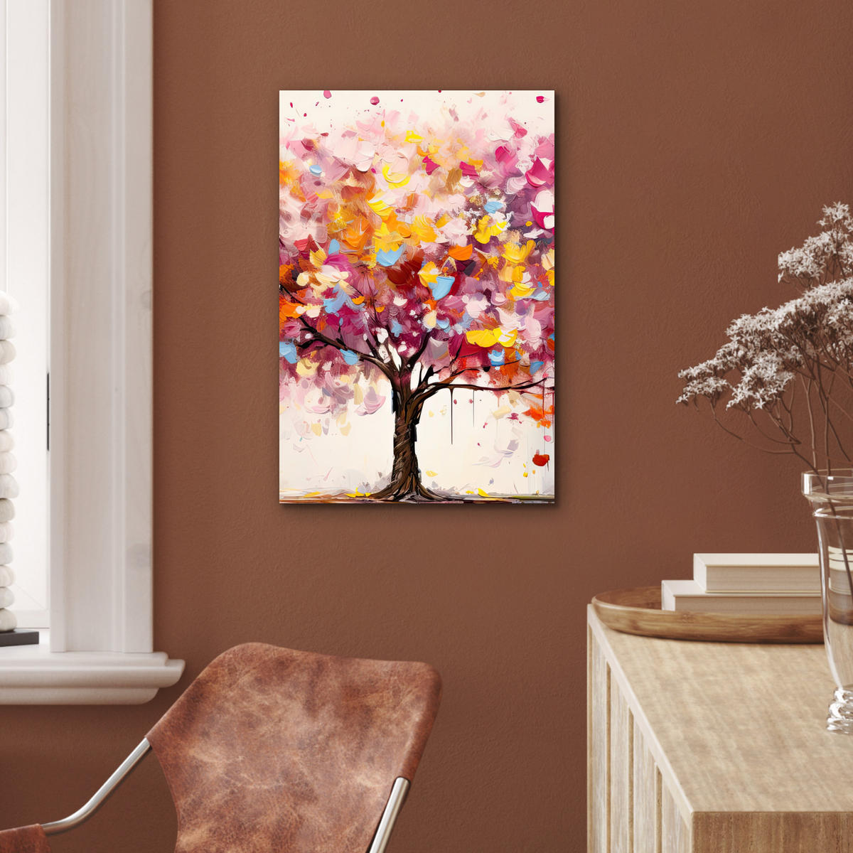 METALLBILD Aquarell - Baum - Kunst - Abstrakt 40x60 cm - Multicolor, Metall (40/60cm) - MuchoWow