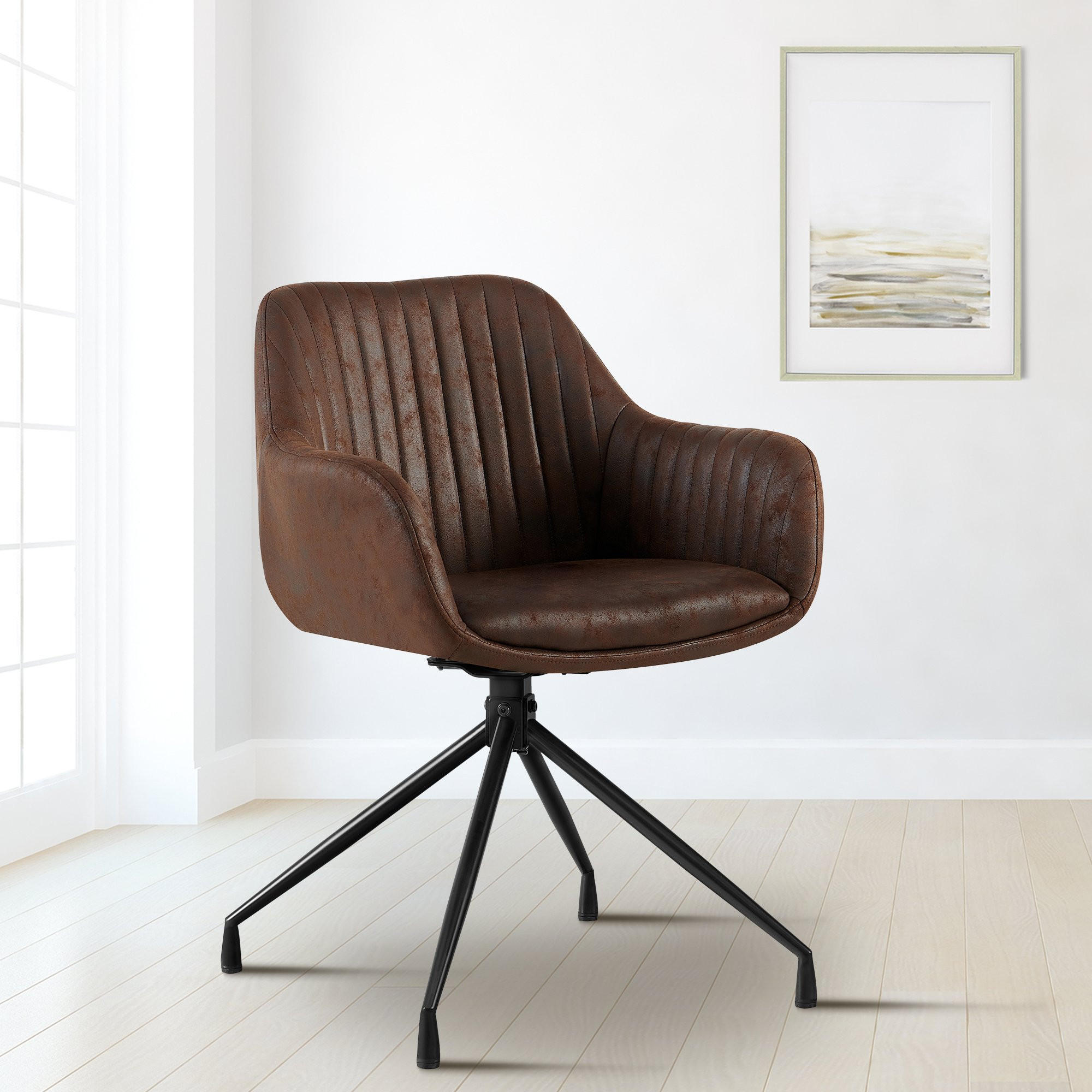 ESSZIMMERSTUHL Lederlook Dunkelbraun - Dunkelbraun/Schwarz, Textil/Metall (58/81/58cm) - CLP