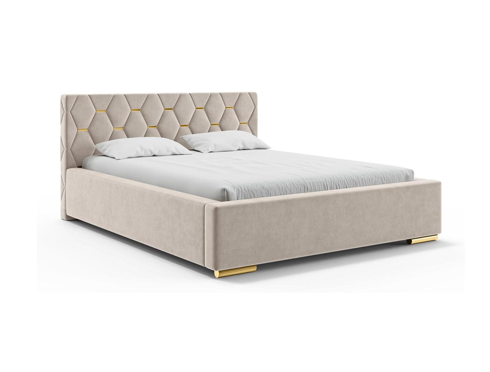 BETT VERSAL - Beige/Goldfarben, Holzwerkstoff (160/200cm) - Meblini