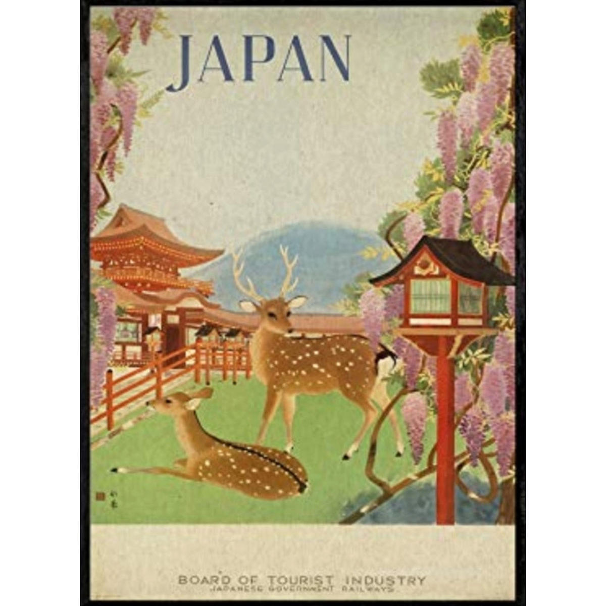 POSTER Asien Deer Japan A3 Rahmenlos - Klar, Papier (29.7/5/42cm) - Nacnic