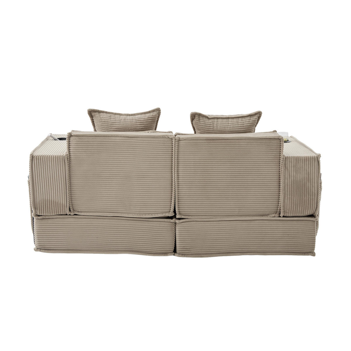 SCHLAFSOFA DE-33894 mit Fußhocker und Becherhalter Sandfarben - Sandfarben, Textil (78/66/162cm) - ComfortXL