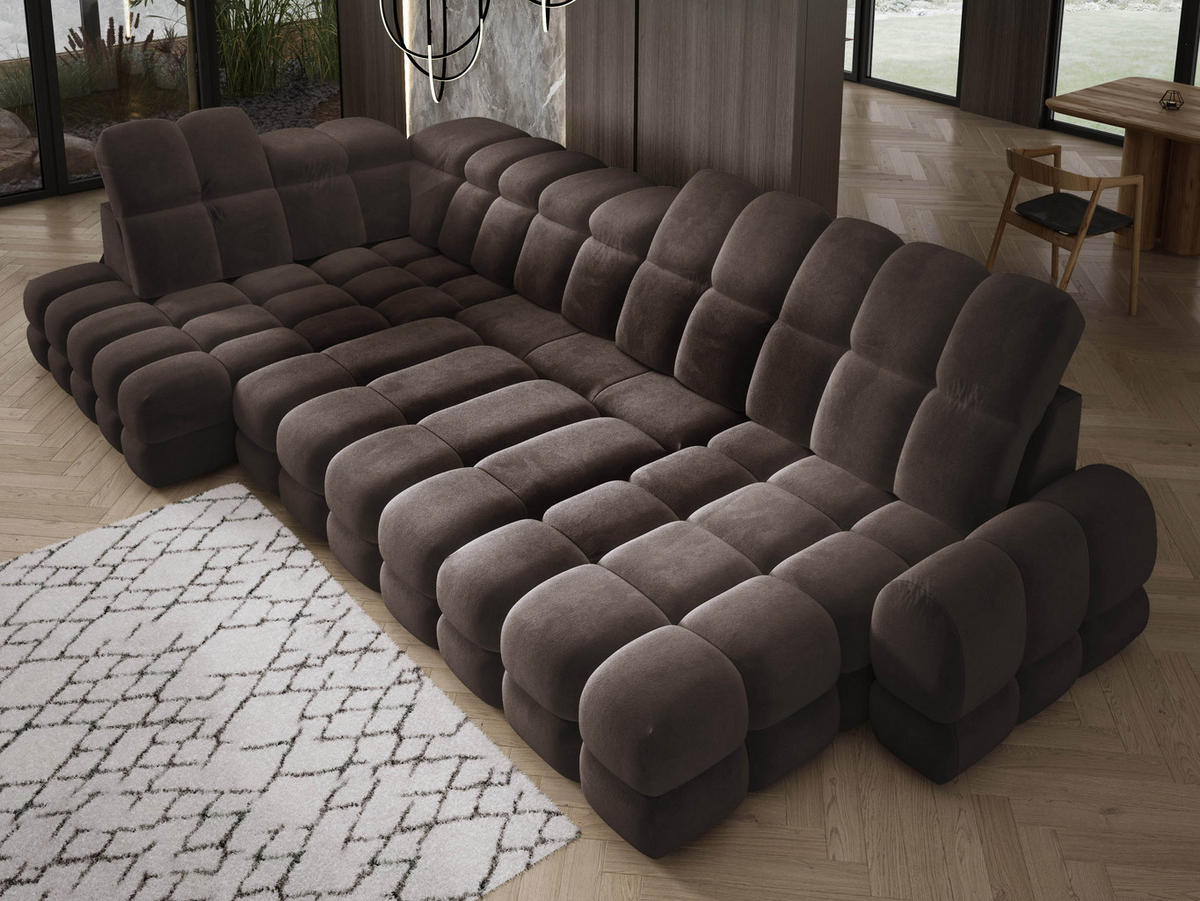 ECKSOFA TOLLO Salvador-stoff U-form 400x217x105 cm grau - Hellgrau, Holz/Textil (400/217cm) - DomoHome