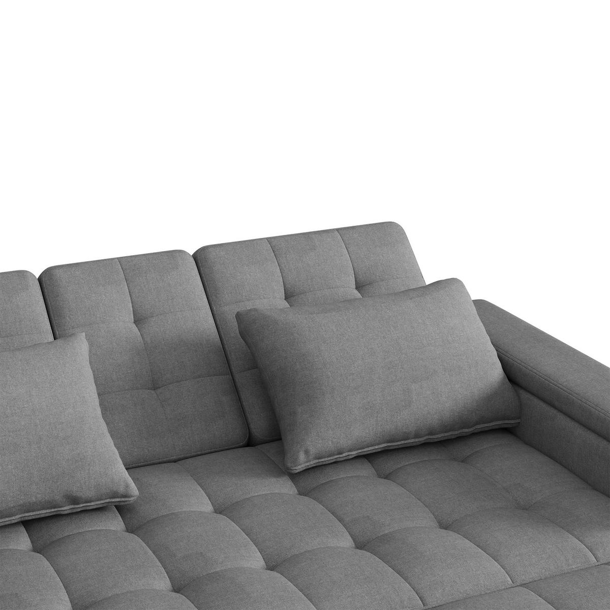 2-SITZER SCHLAFSOFA Leinen Grau mit Stauraum und Kissen - Grau, Holzwerkstoff/Kunststoff (159/92/142.5cm) - WISHDOR