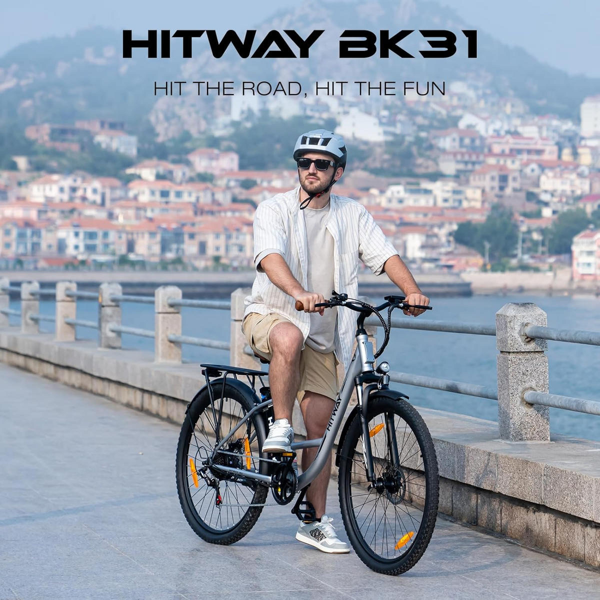 E-BIKE Cityrad BK31 28" für Damen & Herren, 7 Gang, bis zu 90km - Silberfarben, Metall (24cm) - HITWAY