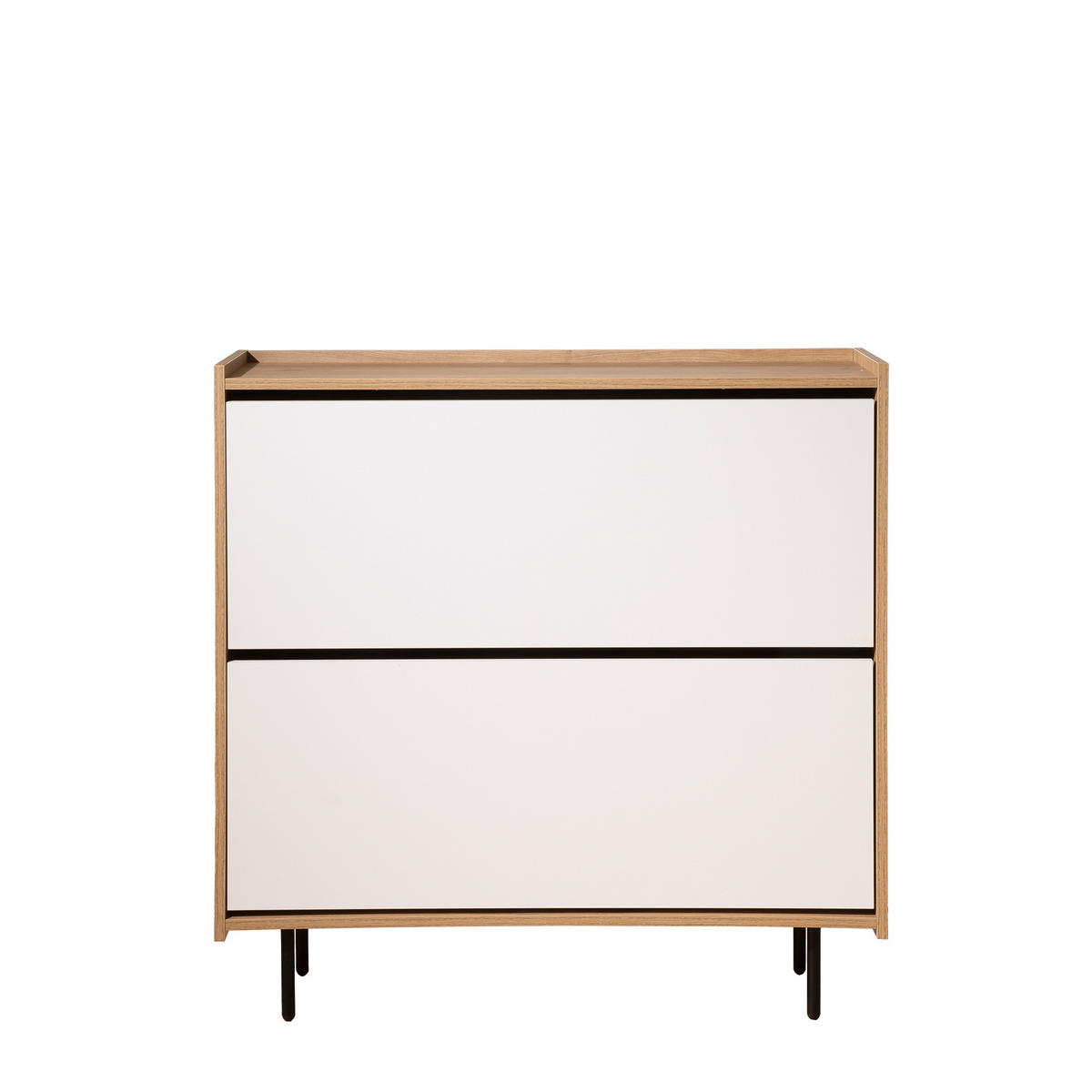 SCHUHKIPPER Nadine Natur - Weiß 97.5 cm x 98.5 cm - Braun, Holzwerkstoff (97/98/30cm) - Kenay Home