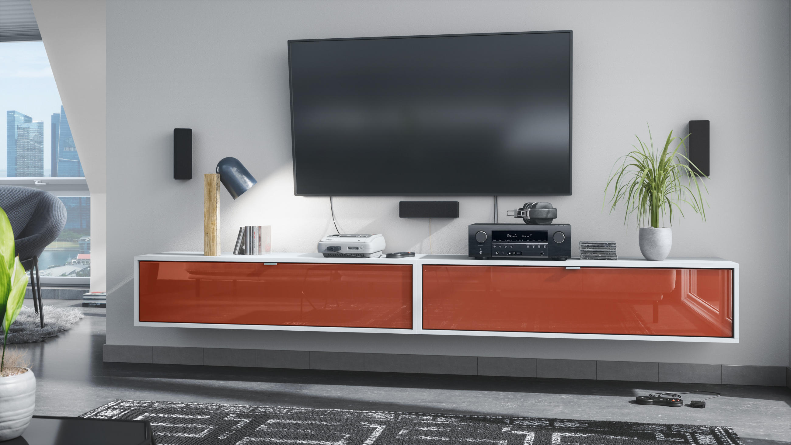 Thumbnail - Vladon Lowboard, Bordeaux, Holzwerkstoff, 120x29x37 cm, Wohnzimmer, Wohnwände, Lowboards, Lowboards stehend