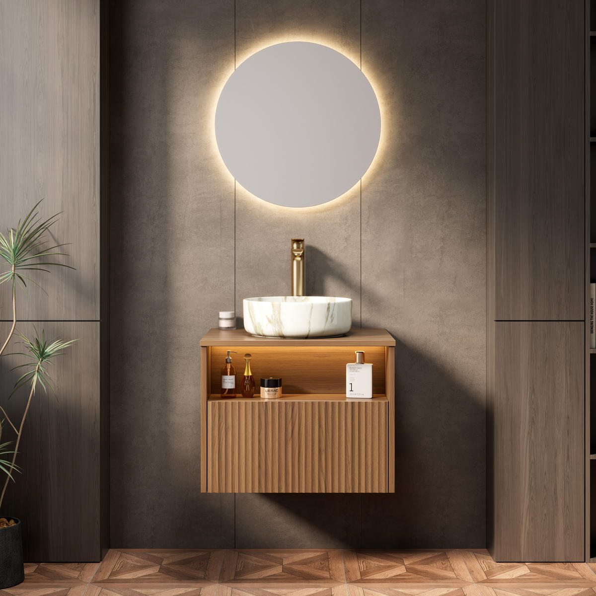 WASCHTISCH Braun-Eiche 60/46/58 cm - Eichefarben, Holz (60/58.8/46cm) - PANGIVO