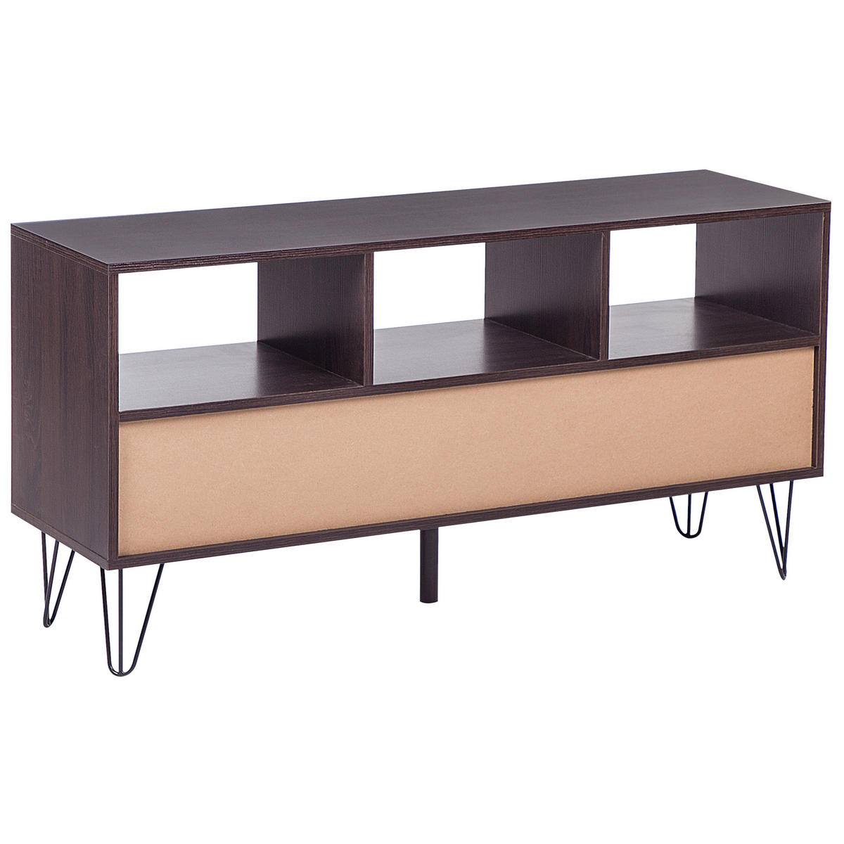 TV-MÖBEL Dunkelbraun, Weiß FOSTON 35/120/60 cm - Dunkelbraun, Holzwerkstoff (120/60/35cm) - Beliani