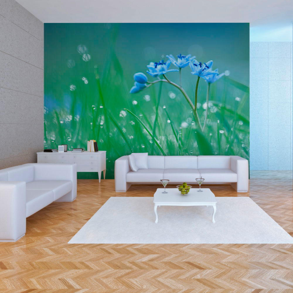 VLIESTAPETE Grün 350/270 cm - Blau/Grün, Textil (350/1cm) - KUNSTLOFT