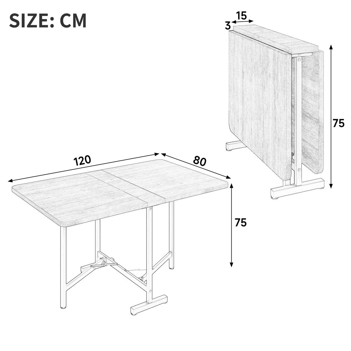 KLAPPTISCH 120/80 cm DE-39804 Walnussholzfarbe - Walnussfarben, Holzwerkstoff (80/120/75cm) - ComfortXL