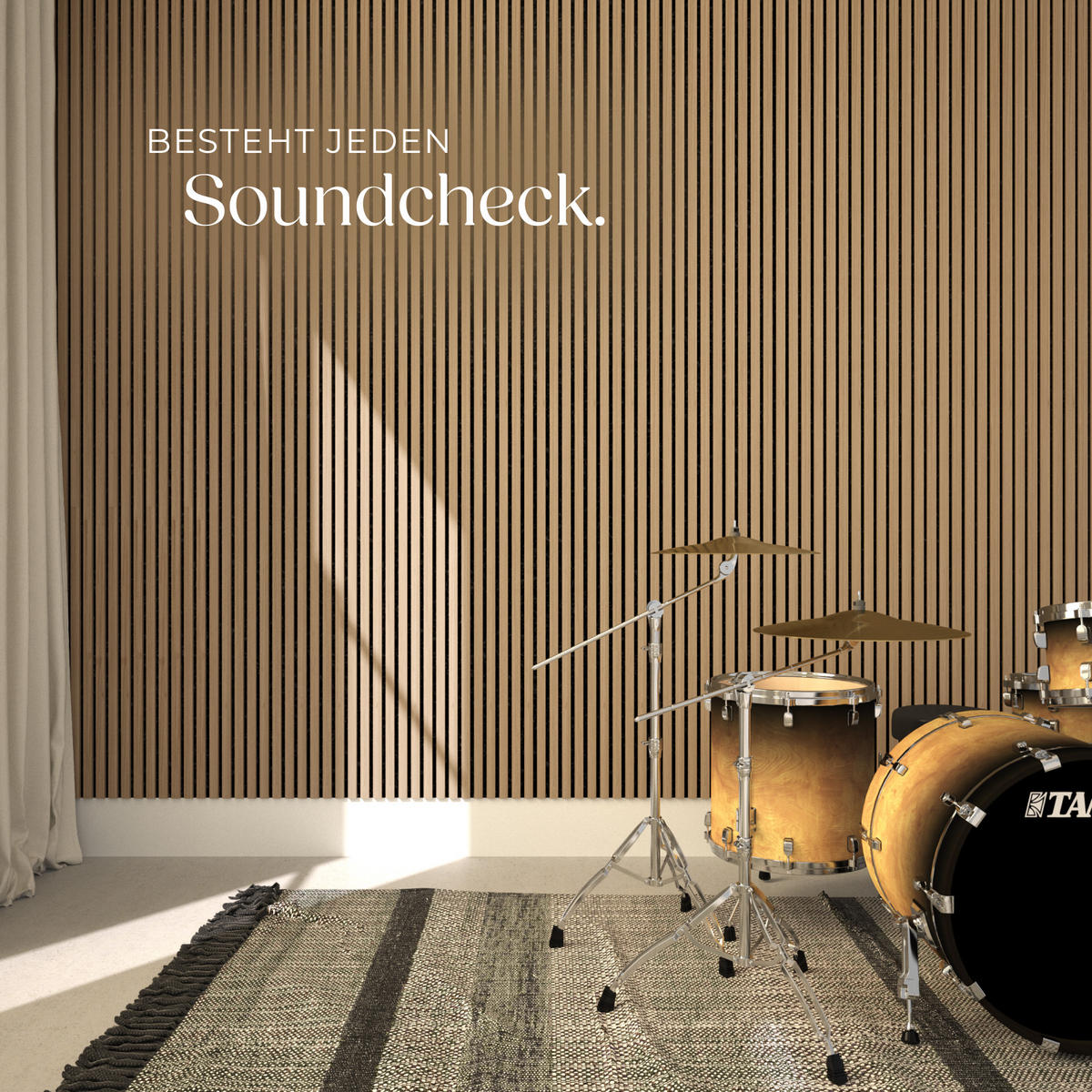 AKUSTIKPANEELE 2er Set Sonic Wall,je 60 x 120 x 2,1 cm, Größe flexibel anpassbar,Eiche hell - Eichefarben, Holz (60/120/120cm) - tectake