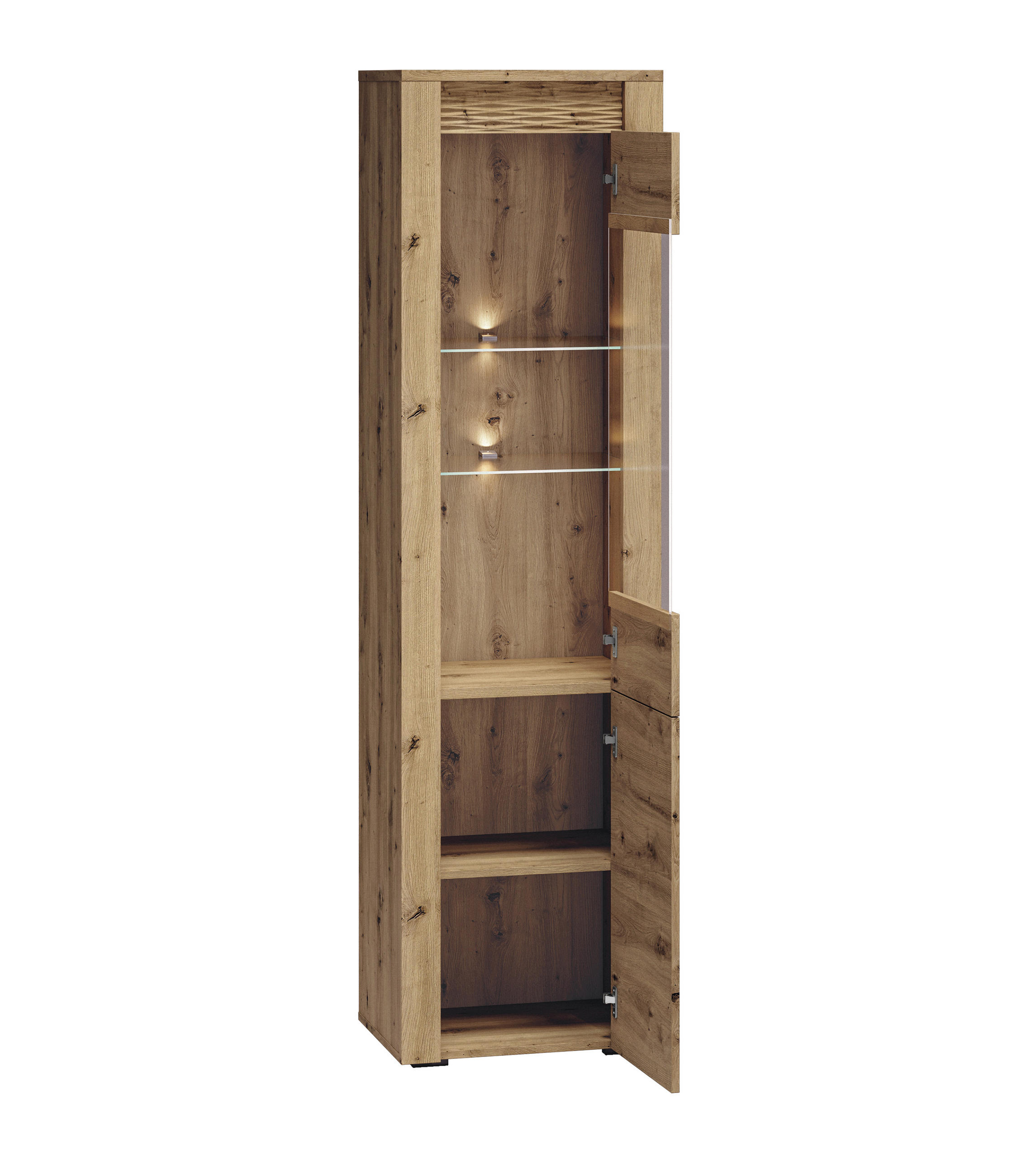 VITRINE Artis Artisan Eiche 55 / 40 / 200cm - Eiche Artisan/Braun, Holz/Holzwerkstoff (55/200/40cm) - Feldmann-Wohnen