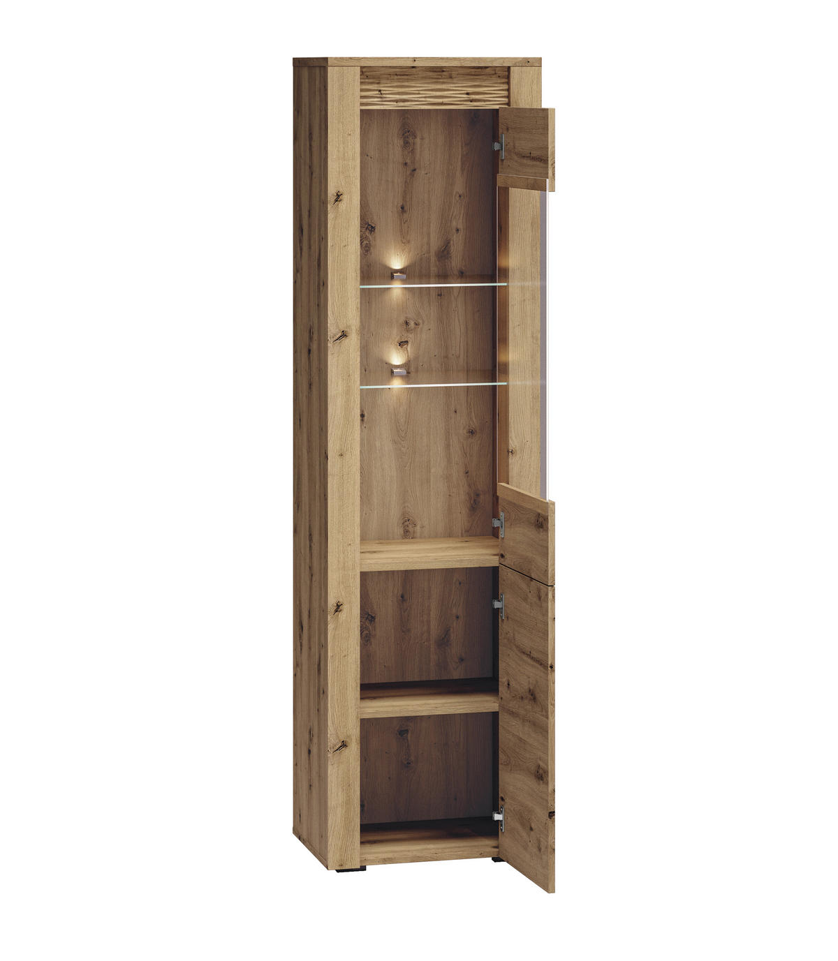 VITRINE Artis Artisan Eiche 55 / 40 / 200cm - Eiche Artisan/Braun, Holz/Holzwerkstoff (55/200/40cm) - Feldmann-Wohnen