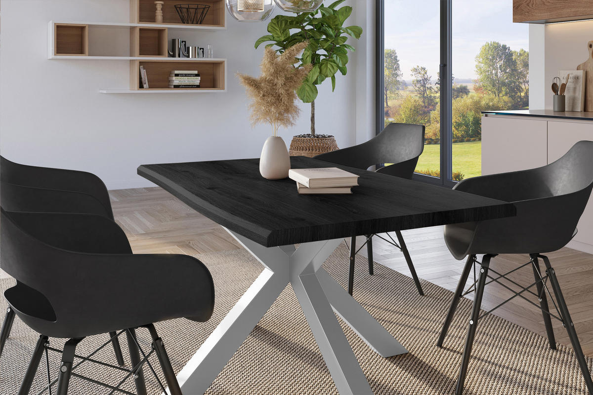 ESSTISCH JULIUS SPIDER - Grau, Holz (80/140/77cm) - SAM