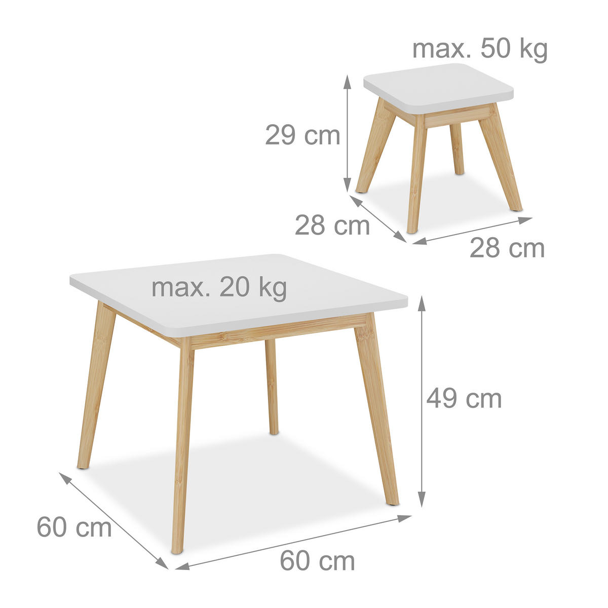 KINDERSITZGRUPPE - Multicolor, Holz/Holzwerkstoff (60/49/60cm) - Relaxdays