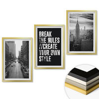 WANDBILDER 3er Set - 40x60 cm Goldrahmen - Inspiration für Schwarz-Weiß-Darstellungen von Stadtstraßen - Goldfarben, Kunststoff (40/60cm) - ArtPrintCave